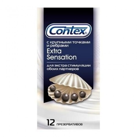 Презервативы с крупными точками и рёбрами Contex Extra Sensation - 12 шт.