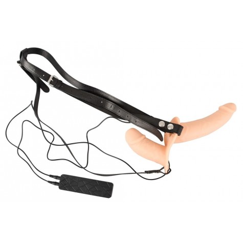 Вибрострапон с вагинальной пробкой You2Toys Vibration Strap-On Duo - 14,5 см.