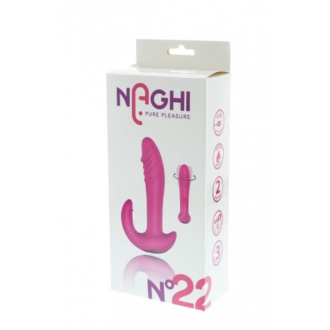 Розовый вибратор-ротатор с дополнительным отростком NAGHI NO.22 RECHARGEABLE DUO VIBRATOR